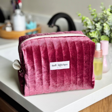 Burgundy Velvet Cosmetic Bag