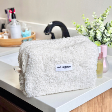 White Sherpa Makeup Bag