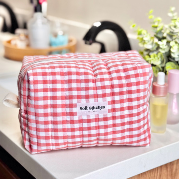 Red Gingham Cosmetic Bag